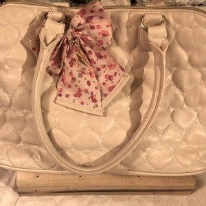 Betsey Johnson purse with puffed hearts and pink bow